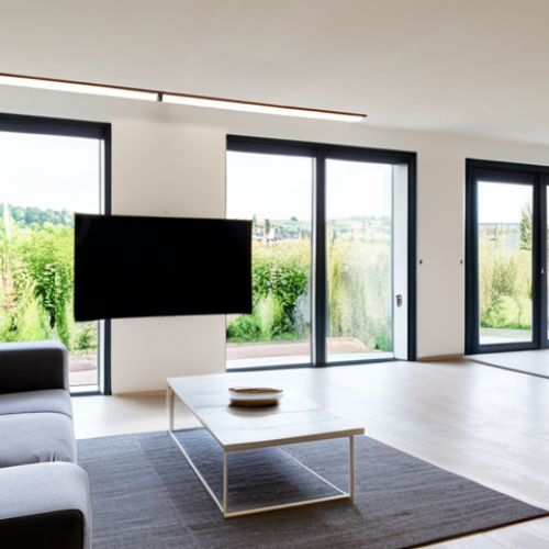 Home 20 Modern Eco-Friendly Home Interior**
"A bright and airy living room in a modern Italian home, featuring large windows, LED lighting fixtures, and smart home devices controlling energy usage. Solar panel display is visible on a tablet. The scene is bathed in natural light, highlighting energy-efficient design. Furniture is minimalist and chic. Family-friendly, appropriate content, safe for work, fully clothed, professional interior design photography, perfect anatomy, natural proportions, high quality."
**
