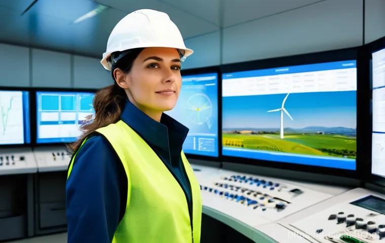 전기공사기사와 전기 안전 시스템 - **Prompt: "A confident female electrical engineer, in her late 30s, stands in a brightly lit, modern...