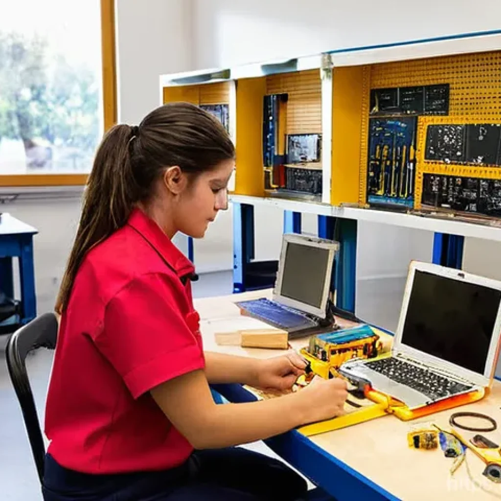 전기기사 시험과 관련된 자주 묻는 질문 - **Prompt 1: The Aspiring Electrician's Workshop**
A bright and modern vocational school workshop...