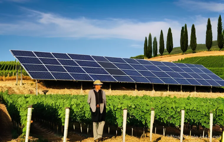 전기분야에서의 최신 트렌드 연구 - **Agrivoltaic Harmony in Rural Italy**
"A picturesque rural Italian landscape, possibly in Tusca...