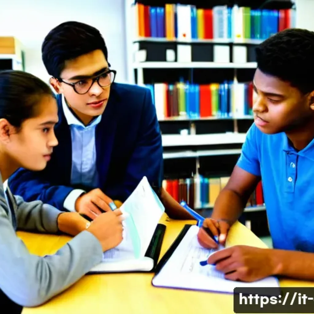 전기기사 시험 대비 스터디 그룹 활용 - **Prompt:** A diverse group of four young adult electrical engineering students, two males and two f...