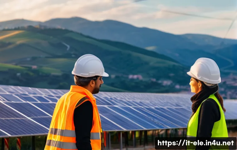 전기공사기사와 공공 전력 프로젝트 - **Prompt:** A diverse group of Italian electrical engineers, both men and women, in their late 20s t...