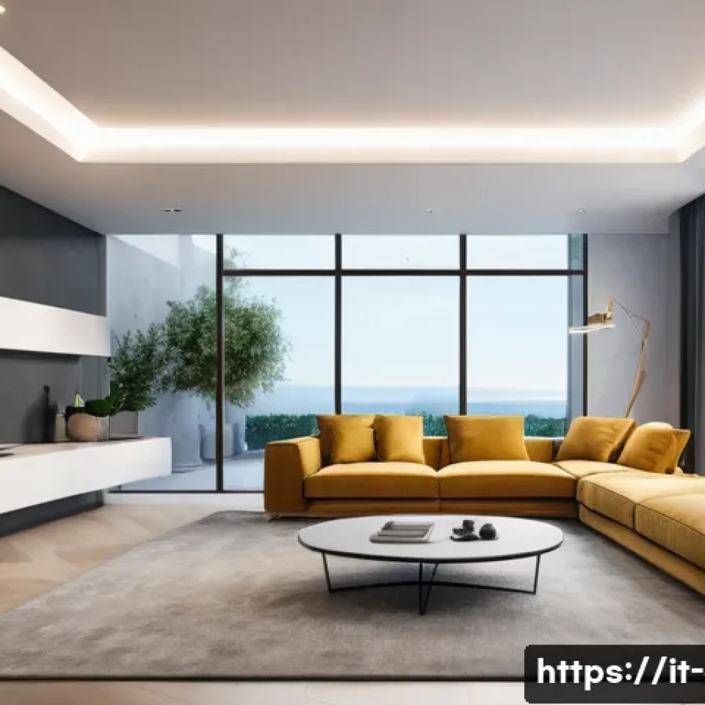 전기공사기사와 에너지 절약 기술 - A modern Italian smart home interior showcasing an advanced home automation