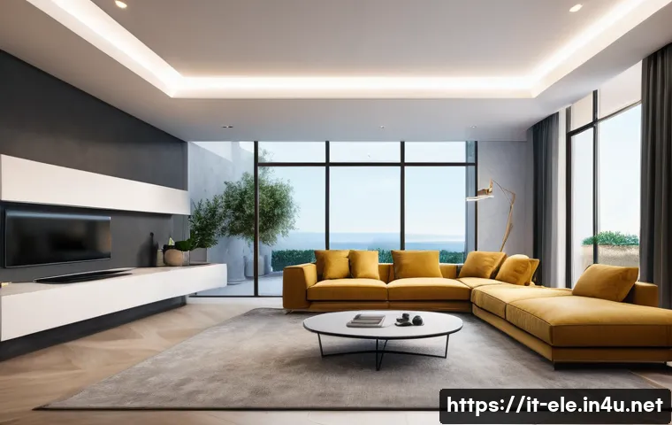 전기공사기사와 에너지 절약 기술 - A modern Italian smart home interior showcasing an advanced home automation
