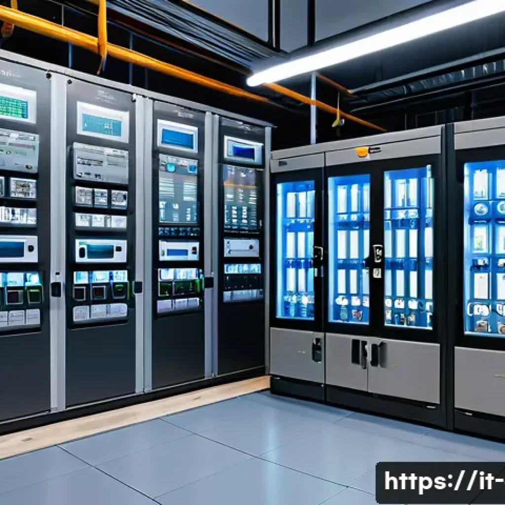 전기공사기사와 배전 설계 최적화 - A highly detailed industrial electrical distribution room showcasing advanced modular switchgear pan...