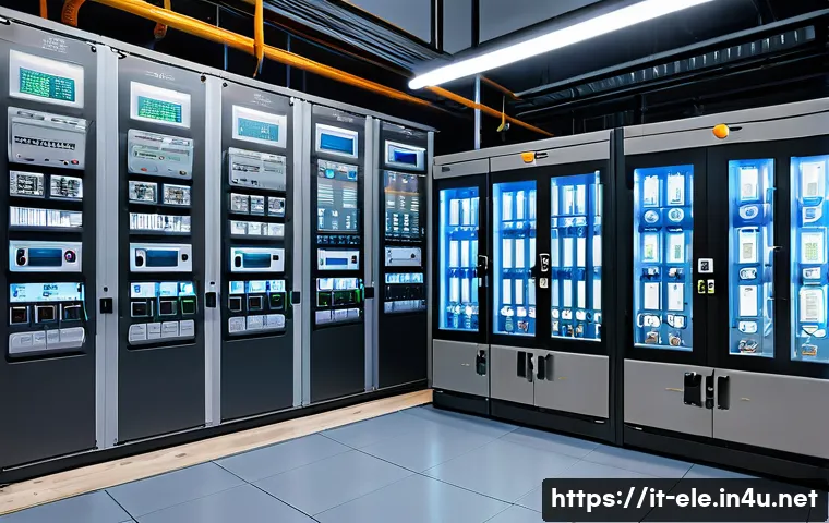 전기공사기사와 배전 설계 최적화 - A highly detailed industrial electrical distribution room showcasing advanced modular switchgear pan...