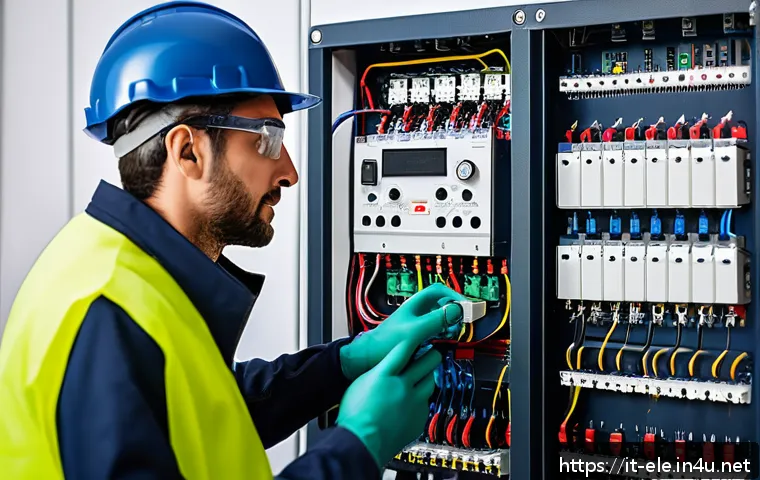 전기분야에서 필수적인 법적 지식 - A professional Italian electrician wearing certified personal protective equipment (PPE), including ...